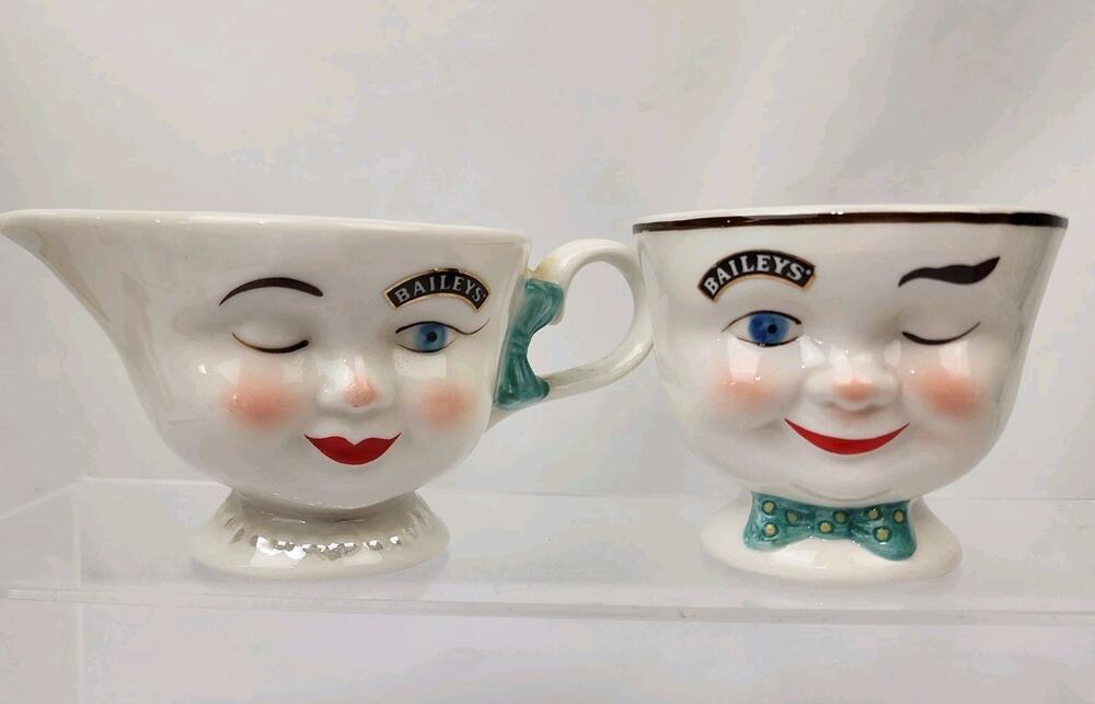 Baileys Irish Cream Limted Ed 1996 Mr & Mrs Yum Winking Creamer and Mug / Cup
